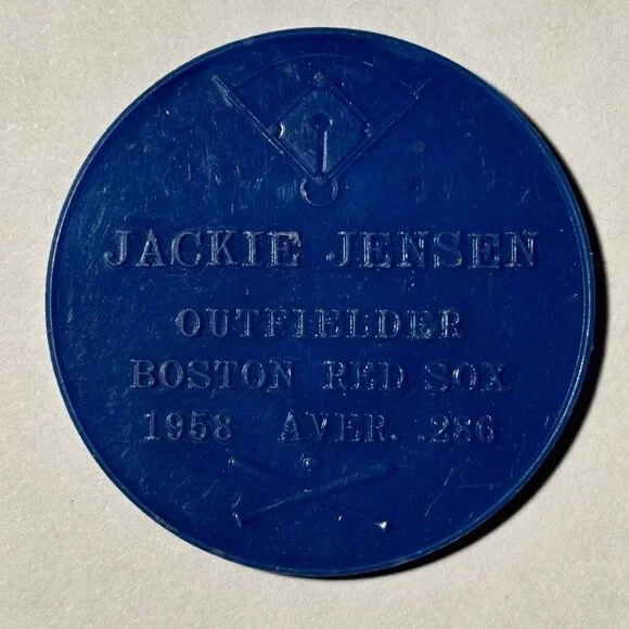 1958 Armour Coins Baseball Jackie Jensen Boston Red Sox Player Blue Vintage - Picture 11 of 16